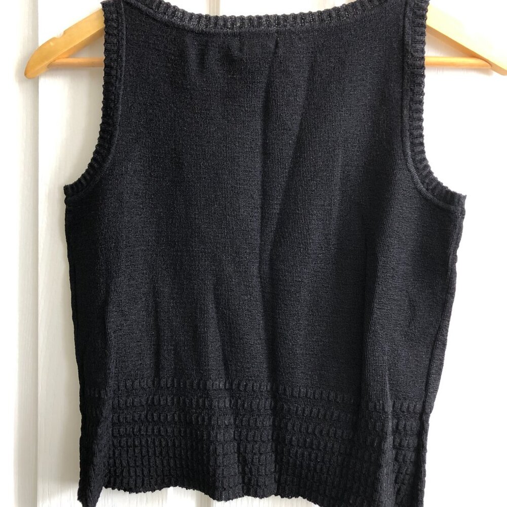 Sigrid Olsen Black  Knit Sweater Tank Shell Top S